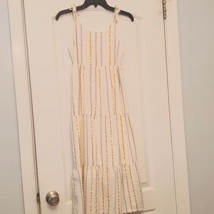 Old Navy Girls stripped sundress; stripes are rose, gold, and periwinkle; size L